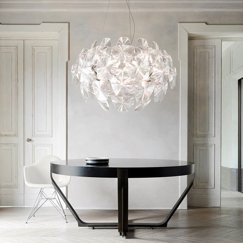 Modern Acrylic Globe Pendant Light - Clear Ceiling Lamp (24"/28.5"/43" Wide)