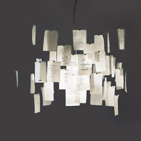 Flaky Paper Shade Drop Pendant Ceiling Light Fixture - Chrome Finish - Ideal for Study Room