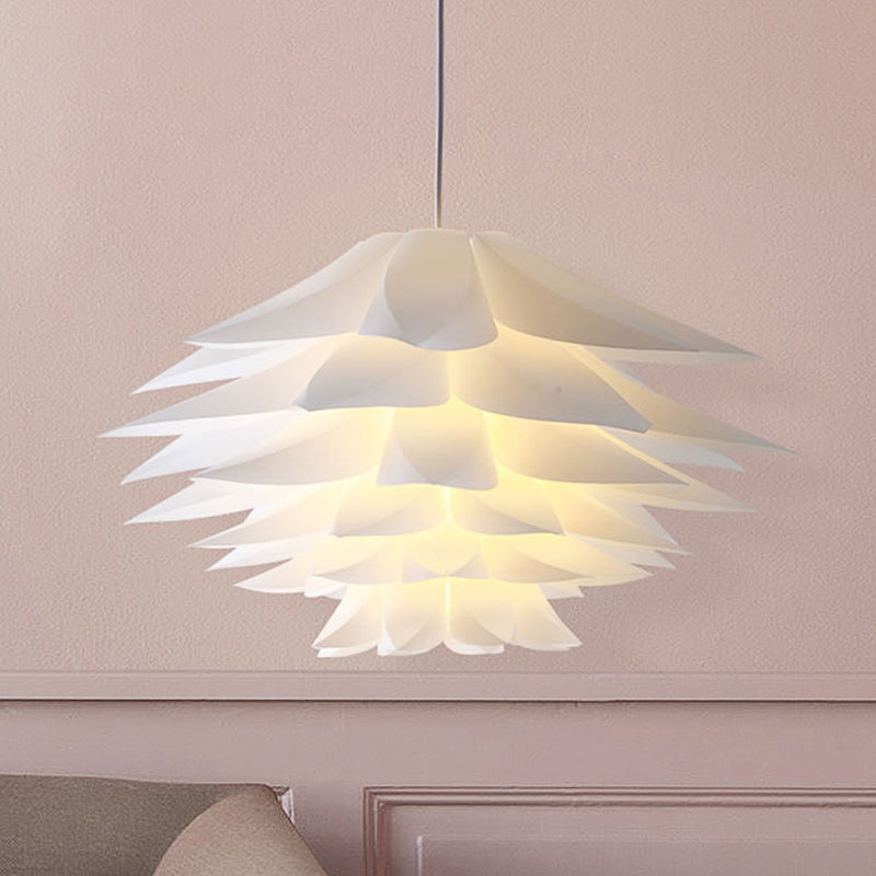 Suspension en acrylique Lotus à 1 ampoule pour chambre à coucher, plafonnier suspendu blanc - 14"/18"/21,5" de large
