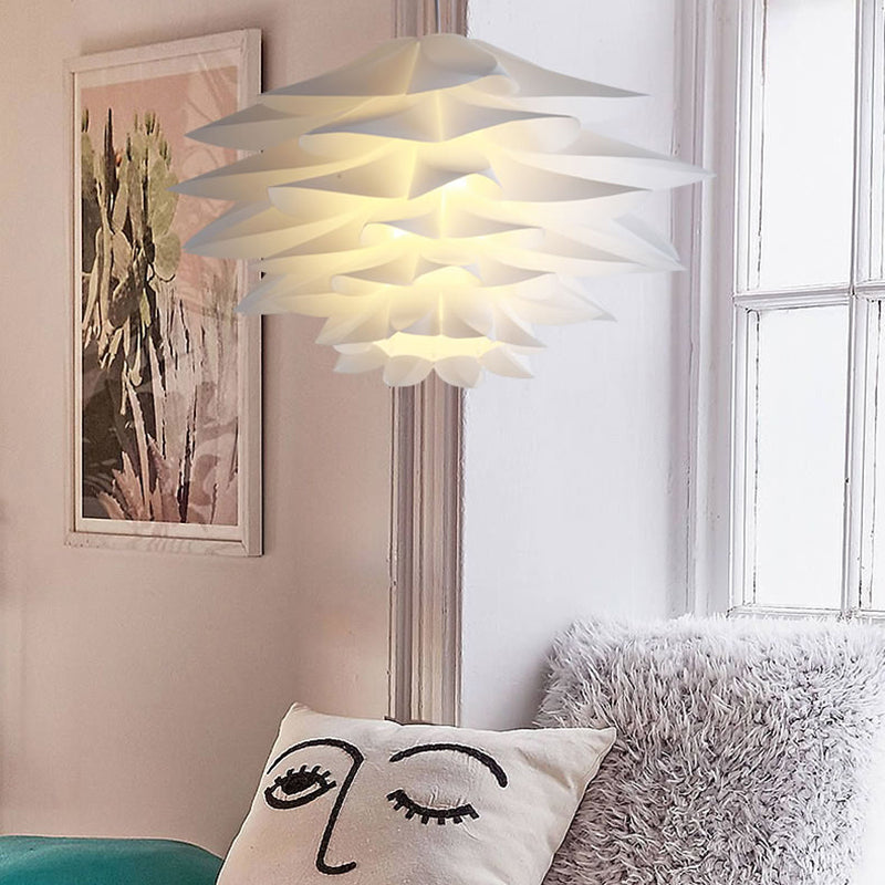 Suspension en acrylique Lotus à 1 ampoule pour chambre à coucher, plafonnier suspendu blanc - 14"/18"/21,5" de large