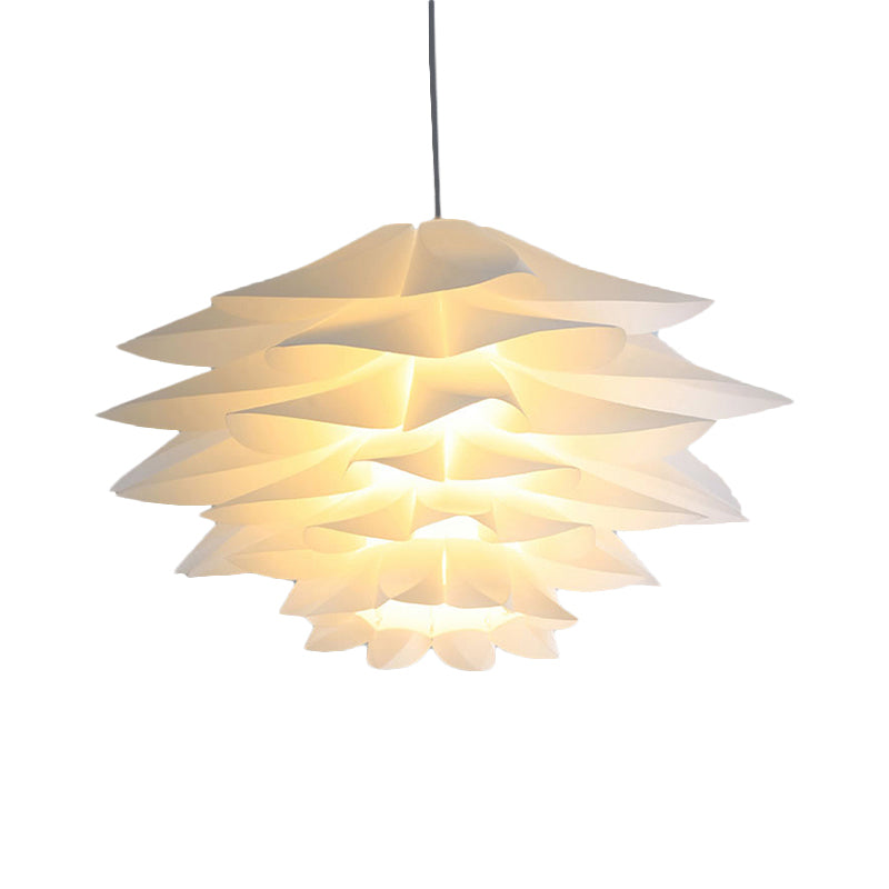 Suspension en acrylique Lotus à 1 ampoule pour chambre à coucher, plafonnier suspendu blanc - 14"/18"/21,5" de large
