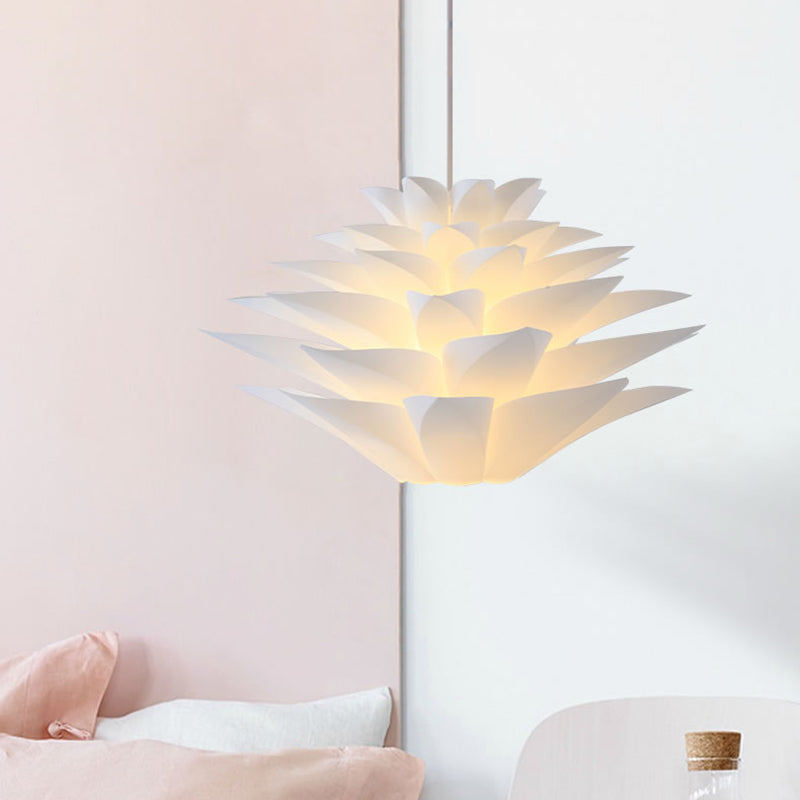 Suspension en acrylique Lotus à 1 ampoule pour chambre à coucher, plafonnier suspendu blanc - 14"/18"/21,5" de large