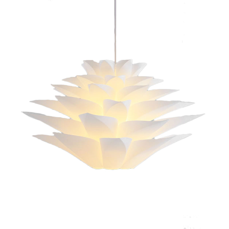Suspension en acrylique Lotus à 1 ampoule pour chambre à coucher, plafonnier suspendu blanc - 14"/18"/21,5" de large