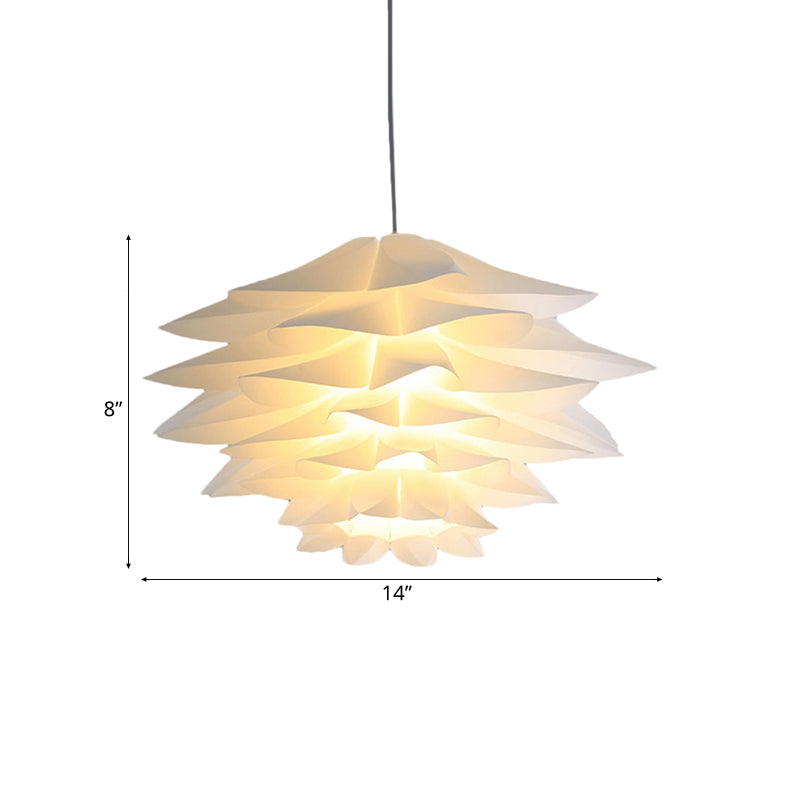 Suspension en acrylique Lotus à 1 ampoule pour chambre à coucher, plafonnier suspendu blanc - 14"/18"/21,5" de large