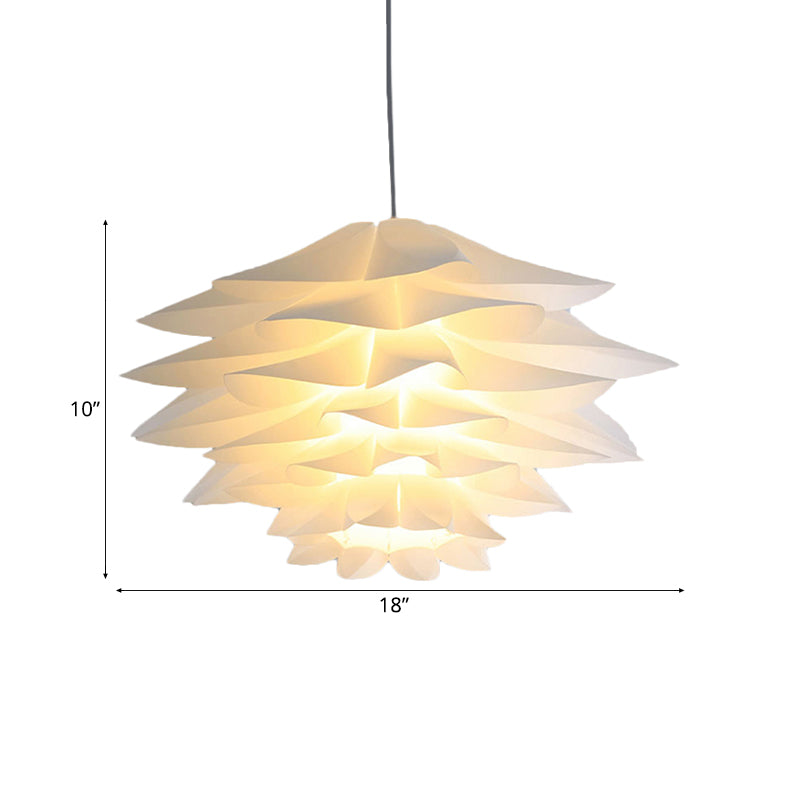 Suspension en acrylique Lotus à 1 ampoule pour chambre à coucher, plafonnier suspendu blanc - 14"/18"/21,5" de large