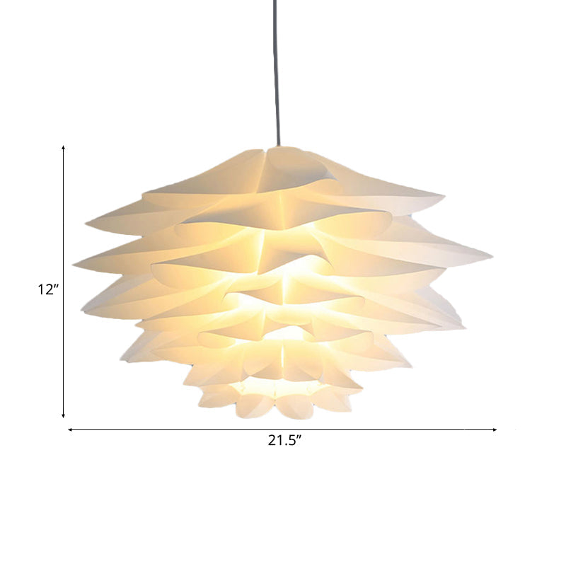 Suspension en acrylique Lotus à 1 ampoule pour chambre à coucher, plafonnier suspendu blanc - 14"/18"/21,5" de large
