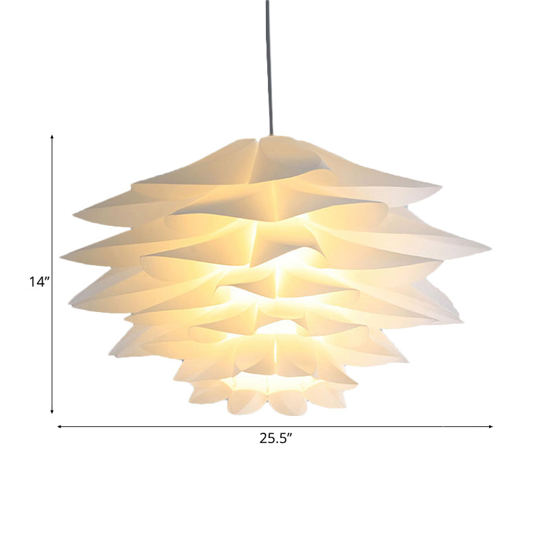 Suspension en acrylique Lotus à 1 ampoule pour chambre à coucher, plafonnier suspendu blanc - 14"/18"/21,5" de large