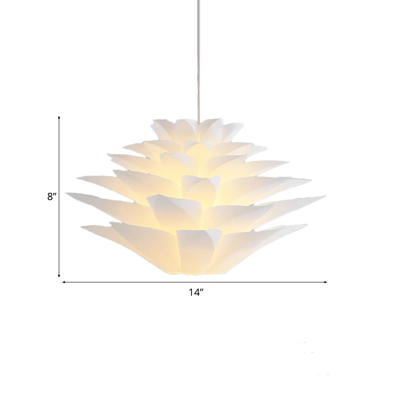 Suspension en acrylique Lotus à 1 ampoule pour chambre à coucher, plafonnier suspendu blanc - 14"/18"/21,5" de large