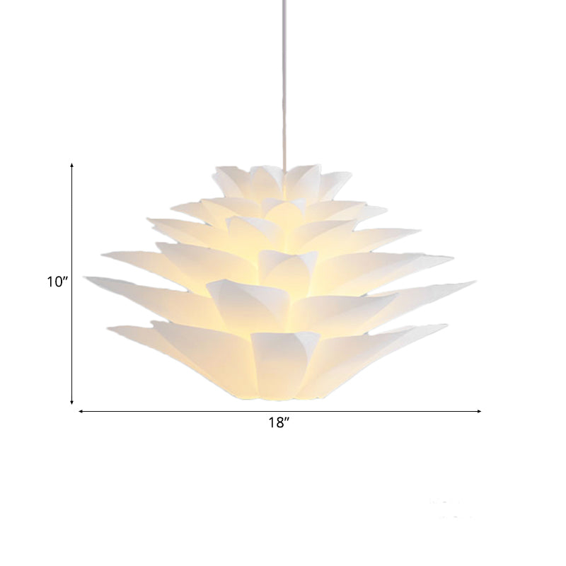 Suspension en acrylique Lotus à 1 ampoule pour chambre à coucher, plafonnier suspendu blanc - 14"/18"/21,5" de large