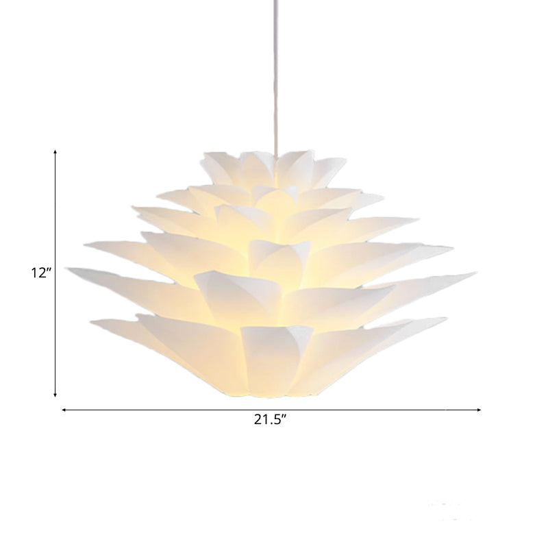 Suspension en acrylique Lotus à 1 ampoule pour chambre à coucher, plafonnier suspendu blanc - 14"/18"/21,5" de large