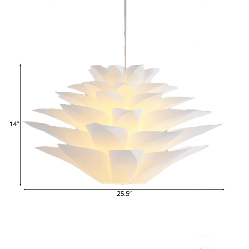 Suspension en acrylique Lotus à 1 ampoule pour chambre à coucher, plafonnier suspendu blanc - 14"/18"/21,5" de large