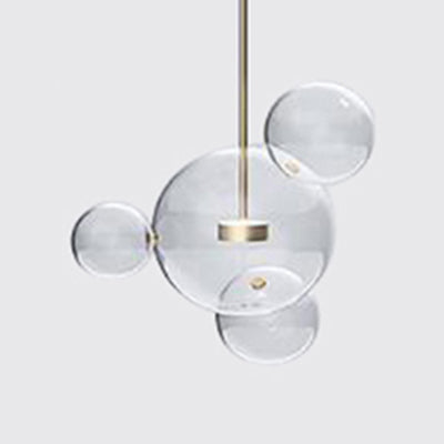 Gold Bubble Design LED Pendant Light - Clear Glass Ball, Modernist Style, 1/4/6 Lights