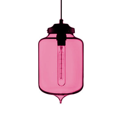 Modern Teardrop Glass Pendant Light with Red/Brown/Blue Hue - 1-Light Hanging Fixture