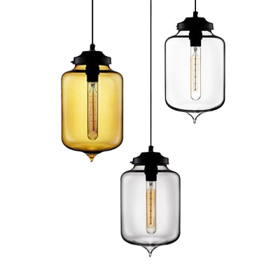 Modern Teardrop Glass Pendant Light with Red/Brown/Blue Hue - 1-Light Hanging Fixture