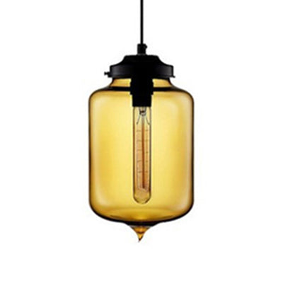 Modern Teardrop Glass Pendant Light with Red/Brown/Blue Hue - 1-Light Hanging Fixture