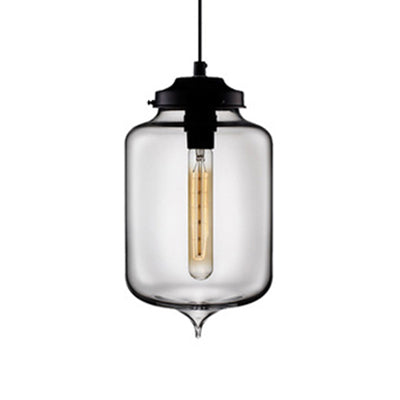 Modern Teardrop Glass Pendant Light with Red/Brown/Blue Hue - 1-Light Hanging Fixture