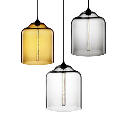 Contemporary Glass Jug Suspension Light - 1 Red/Brown/Blue Hanging Ceiling Lamp