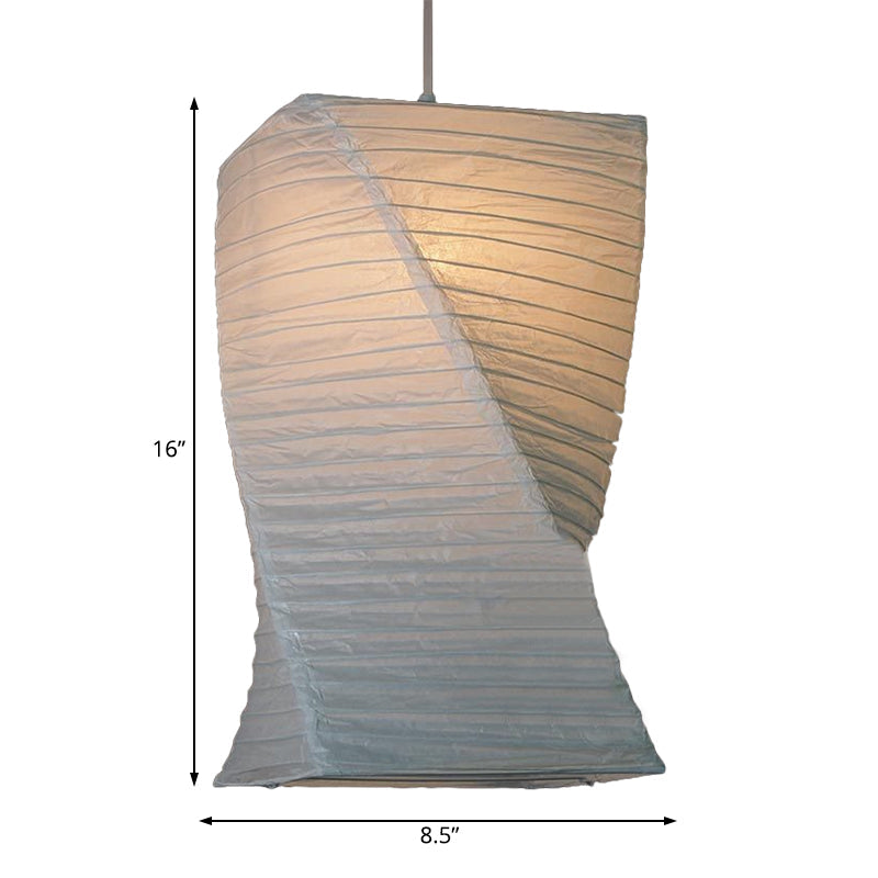 Retro Fabric Lantern Ceiling Pendant Light - 1 Light White Hanging Lamp Kit, 8.5"/10.5"/11.5" Wide