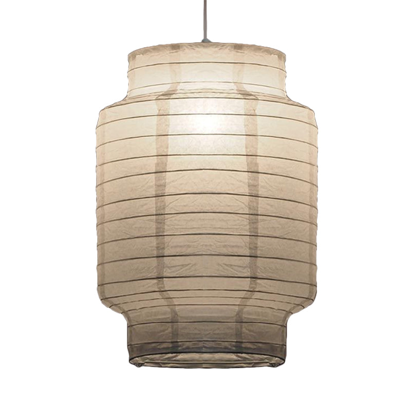 Retro Fabric Lantern Ceiling Pendant Light - 1 Light White Hanging Lamp Kit, 8.5"/10.5"/11.5" Wide