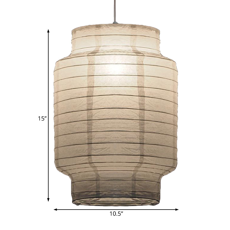 Retro Fabric Lantern Ceiling Pendant Light - 1 Light White Hanging Lamp Kit, 8.5"/10.5"/11.5" Wide