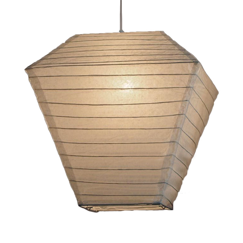 Retro Fabric Lantern Ceiling Pendant Light - 1 Light White Hanging Lamp Kit, 8.5"/10.5"/11.5" Wide