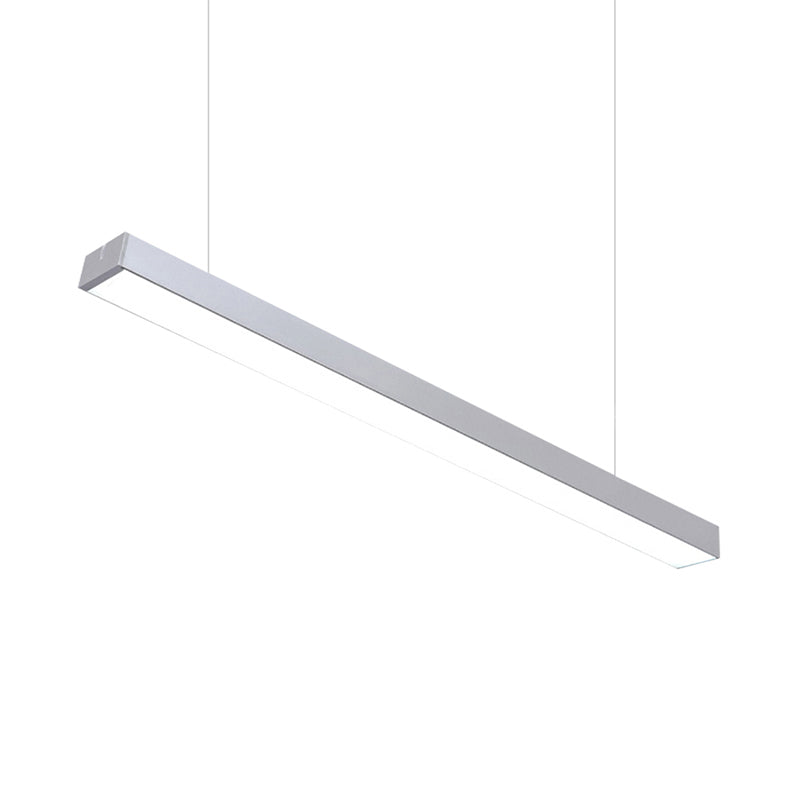 Sleek Rectangular LED Hanging Light - Minimal Silver/Black/White - 23.5"/35.5"/47" Long - 5"/8"/12" Wide