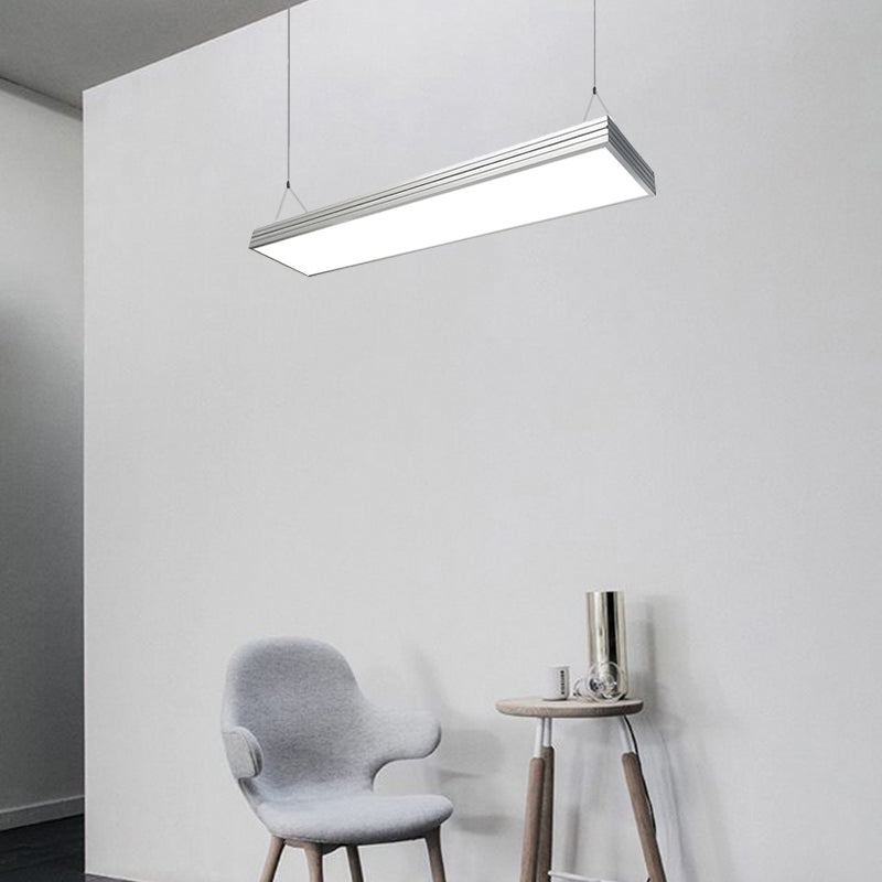 Ridged Metal Shade LED Office Pendant Lamp – Simplicity Silver/Black Ceiling Light Fixture for Dining Room – 8"/12" Wide