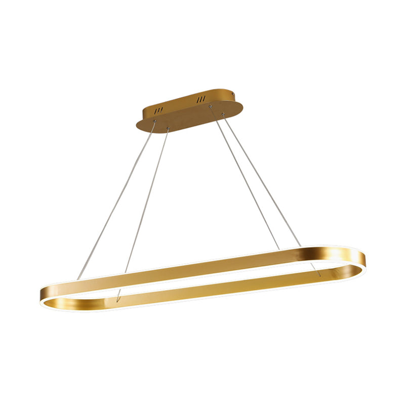 Plafonnier à LED ovale doré/blanc - 31,5"/39"/47" de large - Style minimaliste - Lumière chaude/blanche - Au-dessus de l'îlot