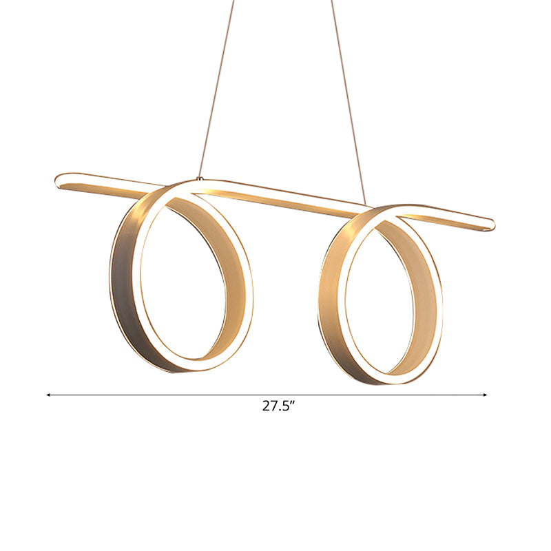 Modern LED Pendant Light with 1/2-Ring Acrylic Design - Ideal White Ceiling Lamp for Dining Room Table