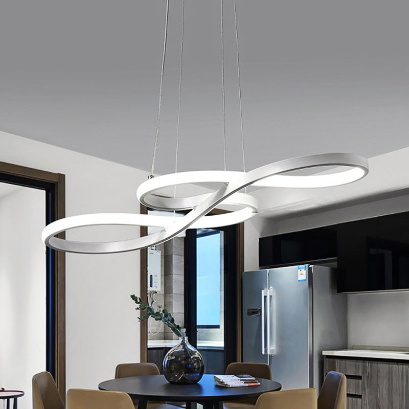 Modernism LED Ceiling Pendant with Acrylic Shade - Black/White/Gold - Twisted Hanging Lamp in Warm/White/Natural Light - 29.5"/39" Wide