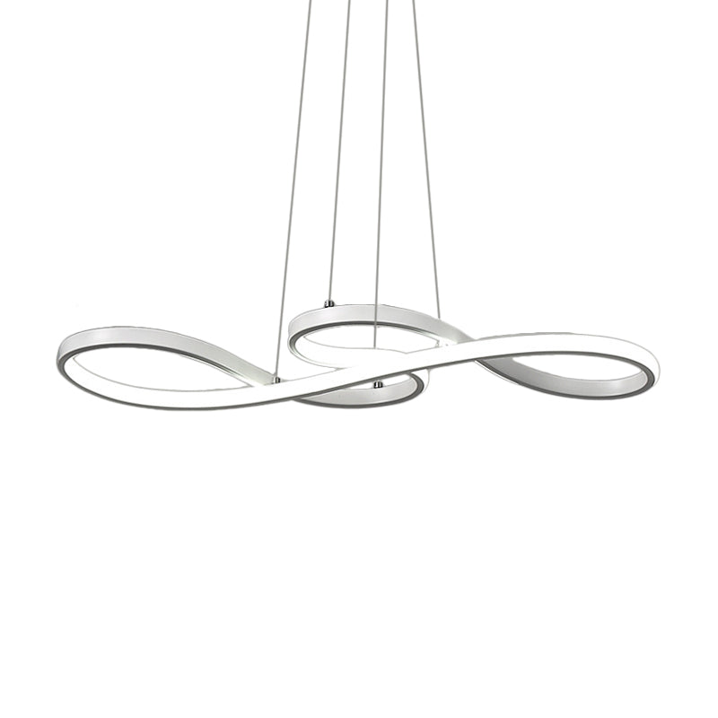Modernism LED Ceiling Pendant with Acrylic Shade - Black/White/Gold - Twisted Hanging Lamp in Warm/White/Natural Light - 29.5"/39" Wide