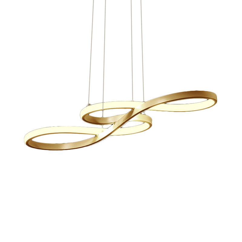 Modernism LED Ceiling Pendant with Acrylic Shade - Black/White/Gold - Twisted Hanging Lamp in Warm/White/Natural Light - 29.5"/39" Wide