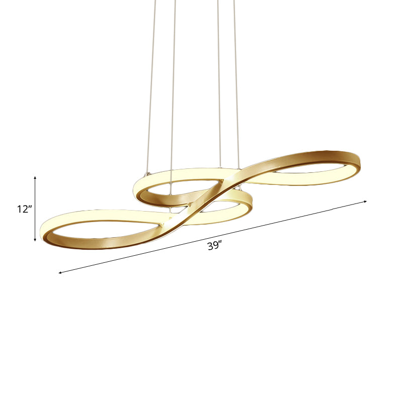 Modern Led Ceiling Pendant With Acrylic Shade: Black/White/Gold Twisted Hanging Lamp -