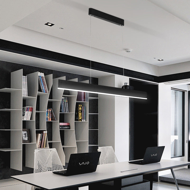 Modern Black LED Pendant Light Fixture for Dining Room - 36"/47" Wide Blade - Hanging Ceiling Light in Warm/White
