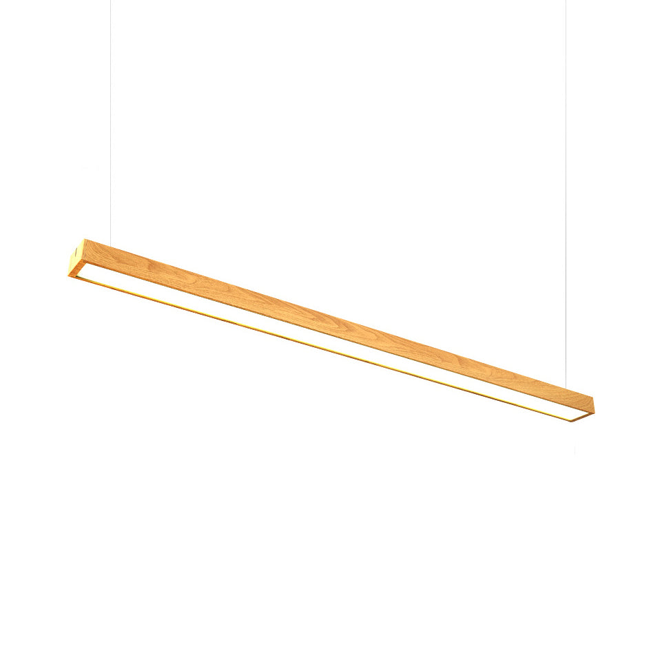 Modern LED Wooden Rectangular Pendant Light for Office Ceiling