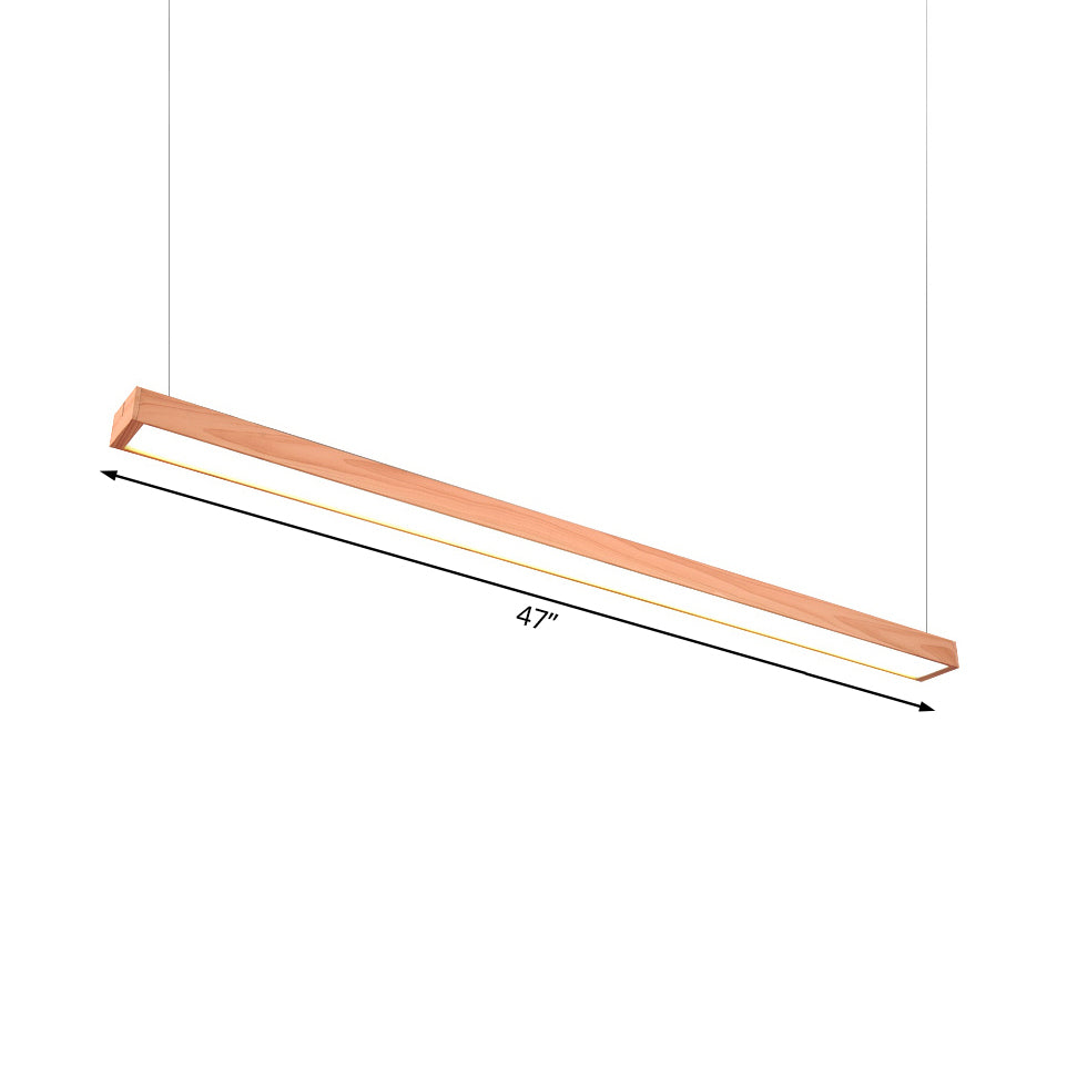 Modern LED Wooden Rectangular Pendant Light for Office Ceiling