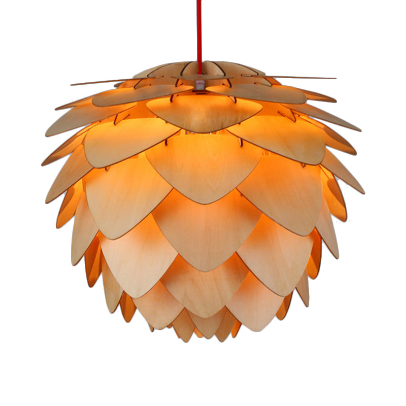 Pine Cone Pendant Lamp - Country Style Wood Suspension Light for Dining Table (12"/18")