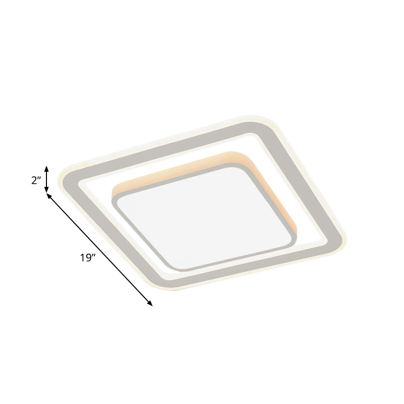 White LED Flush Mount Lamp for Bedroom, Acrylic Round/Square Flushmount Fixture