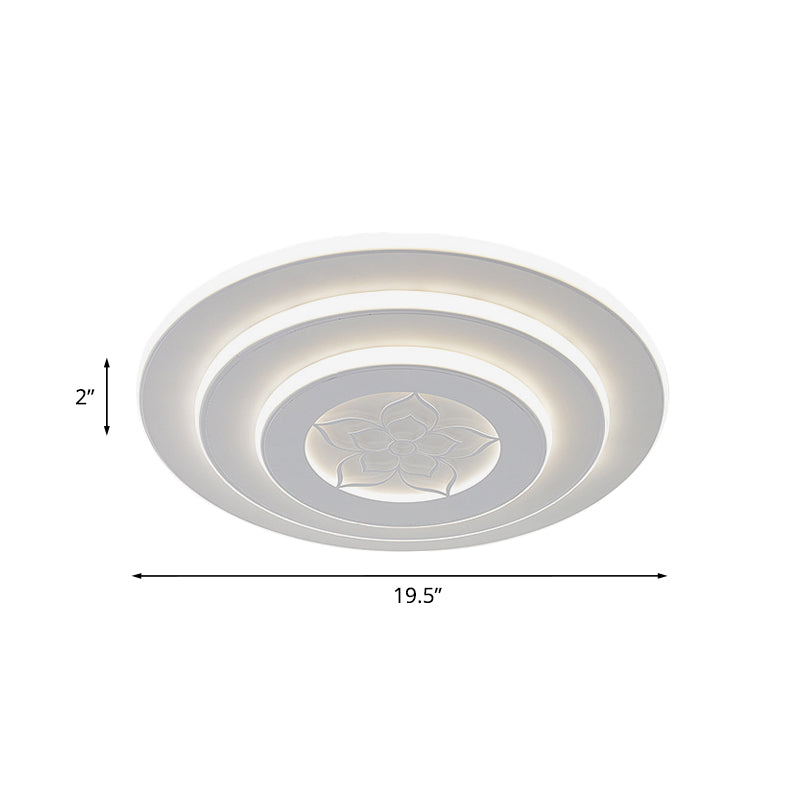 Modernist 3-Circle LED Flush Mount Lighting in White - Metallic Finish for Bedroom Ceiling