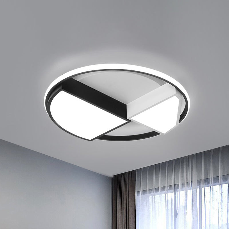 Modern Metal Diamond Ceiling Mounted LED Fixture - 16"/19.5" Wide, Black-White Flushmount Lighting (Customizable in 15 Days)