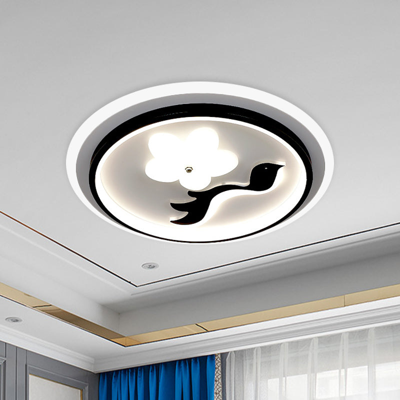 Modern Flower-Inspired Black Acrylic LED Flush Mount Light for Bedroom (Customizable in 15 Days)