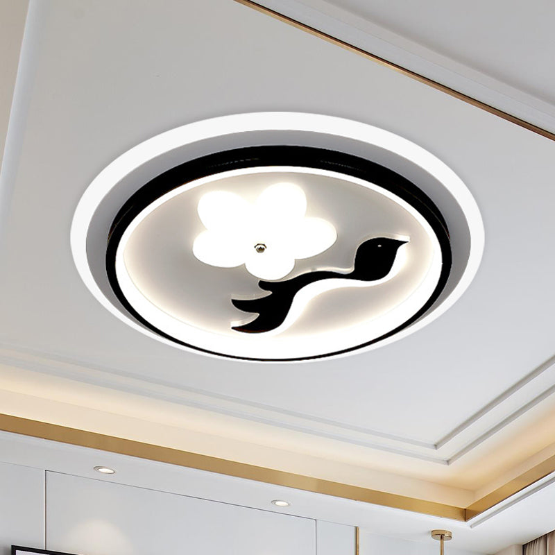 Modern Flower-Inspired Black Acrylic LED Flush Mount Light for Bedroom (Customizable in 15 Days)