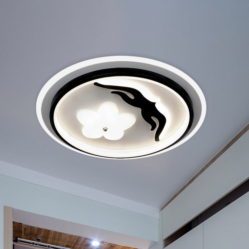 Modern Flower-Inspired Black Acrylic LED Flush Mount Light for Bedroom (Customizable in 15 Days)