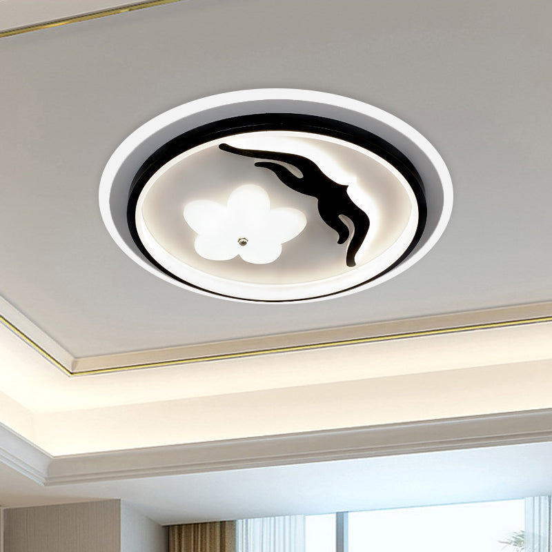 Modern Flower-Inspired Black Acrylic LED Flush Mount Light for Bedroom (Customizable in 15 Days)