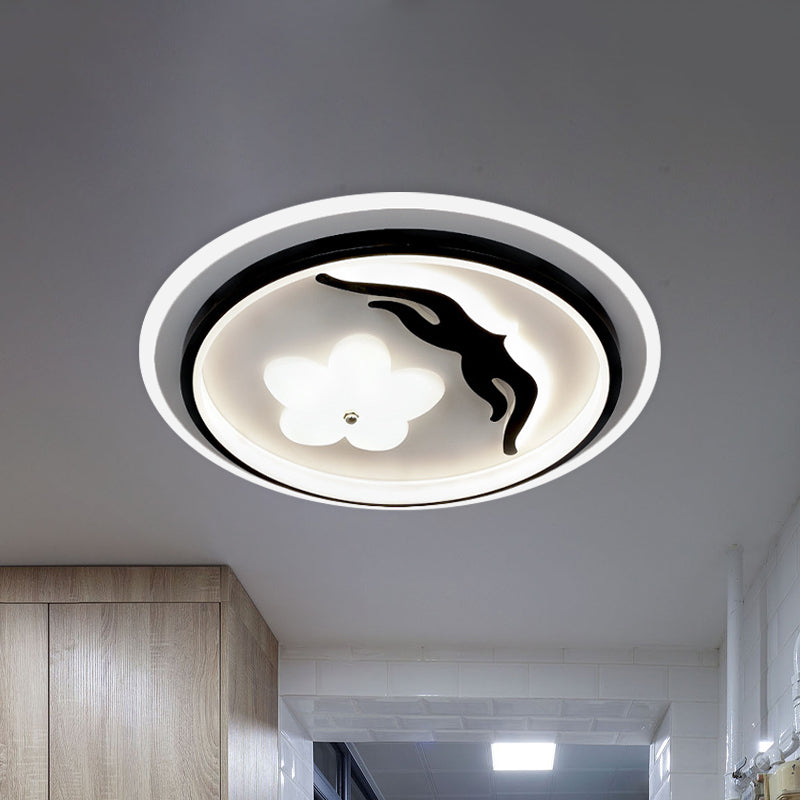 Modern Flower-Inspired Black Acrylic LED Flush Mount Light for Bedroom (Customizable in 15 Days)