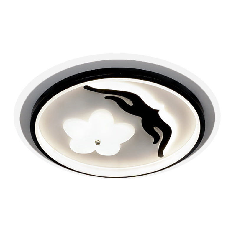 Modern Flower-Inspired Black Acrylic LED Flush Mount Light for Bedroom (Customizable in 15 Days)