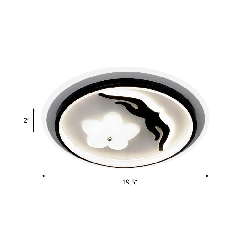 Modern Flower-Inspired Black Acrylic LED Flush Mount Light for Bedroom (Customizable in 15 Days)