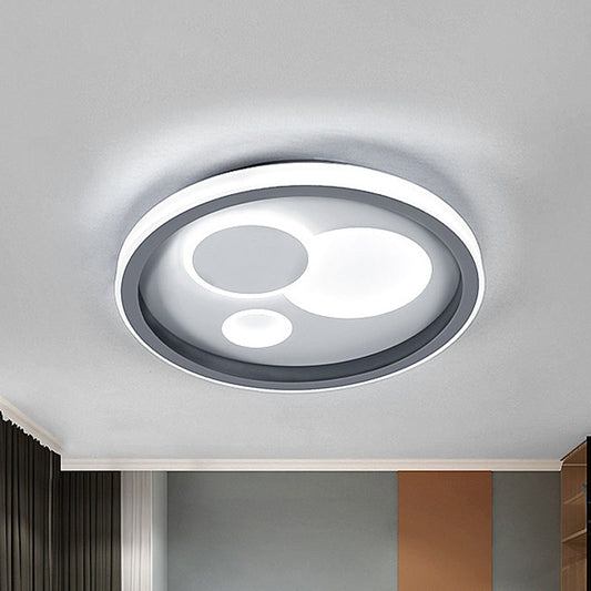 Modern Grey LED Flush Mount Light with Heart Pattern for Bedrooms