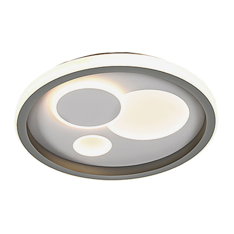 Modern Grey LED Flush Mount Light with Heart Pattern for Bedrooms