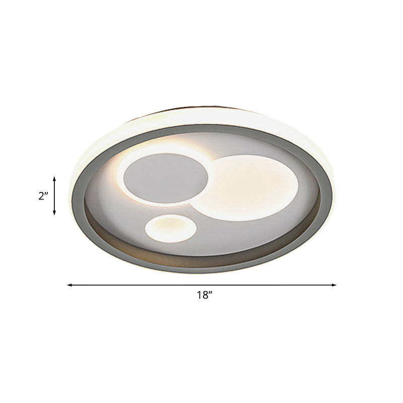 Modern Grey LED Flush Mount Light with Heart Pattern for Bedrooms